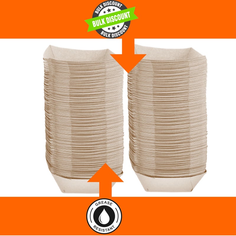 Mr. Miracle Mr Miracle Paper Food Trays, Kraft Paper. Extra Large (5LB). 100 Pack, Disposable, Recyclable Serving Boats.For Condiments, Snacks & Concession Food, Grease Ressistant - Image 5